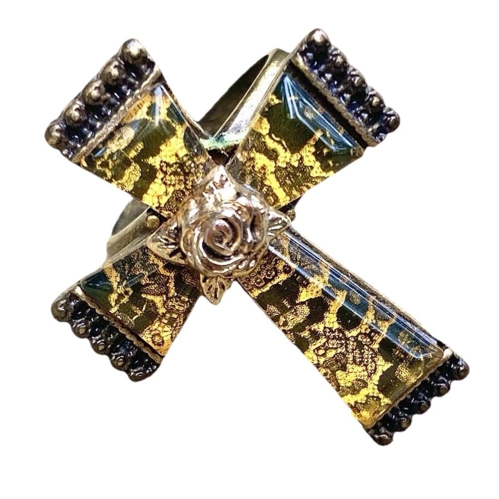 Rare Vintage Betsey Johnson Gothic Cross Statement Ring